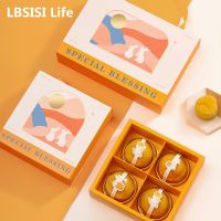 LBSISI Life 5pcs 50g Moonckae Paper Boxes For Egg Yolk Crip Puff Cake Baking Packaging Mid-Autumn Festival Party Pastry Decor