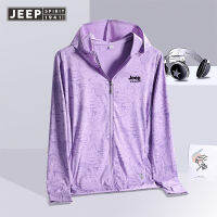 JEEP SPIRIT ใบเมเปิลลายพรางพรางฤดูร้อนเสื้อผ้ากันแดดสำหรับผู้ชายและผู้หญิงกีฬากลางแจ้งป้องกันรังสียูวีเนื้อผ้าบางเฉียบระบายอากาศได้ดีลายพรางคู่