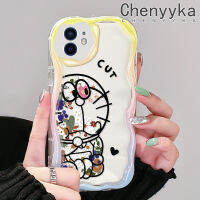 เคส Chenyyka สำหรับ iPhone 12 12 12 Pro 12 Mini 12 Pro Max เคสดอกไม้โดราเอมอนซิลิโคนเคสโทรศัพท์โปร่งใสหนาป้องกันการตกขอบคลื่นสีสันสดใสเนื้อครีมเคสป้องกันเคสนิ่ม