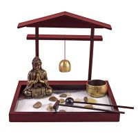 Mini Zen Garden Sand Tray Kit Table Figurines Ornament Buddha Statues Sculpture Stress Relief Home Office Decor