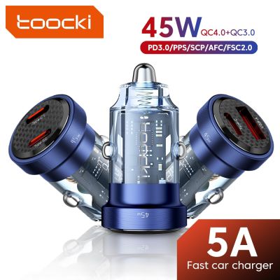 [HOT RUXMMMLHJ 566] Toocki 45W USB C QC3.0ที่ชาร์จแบตในรถ PD เร็ว USB ชนิด C ที่ชาร์จสำหรับไอโฟนโทรศัพท์ในรถยนต์ POCO Huawei Samsung iPad Xiaomi