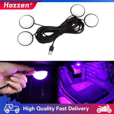 Hozsen ไฟติดเท้าสำหรับรถยนต์,ไฟ LED สร้างบรรยากาศ5V ปรับปรุงภายในรถยนต์ USB ไฟสีสันสดใสไฟส่องสว่าง1-4