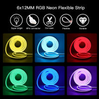 12V RGB LED Neon Strip Wifi Bluetooth-Compatible APP Remote Control Power Kit Waterpoof Silicone Light Dimmable Lamp Decoration