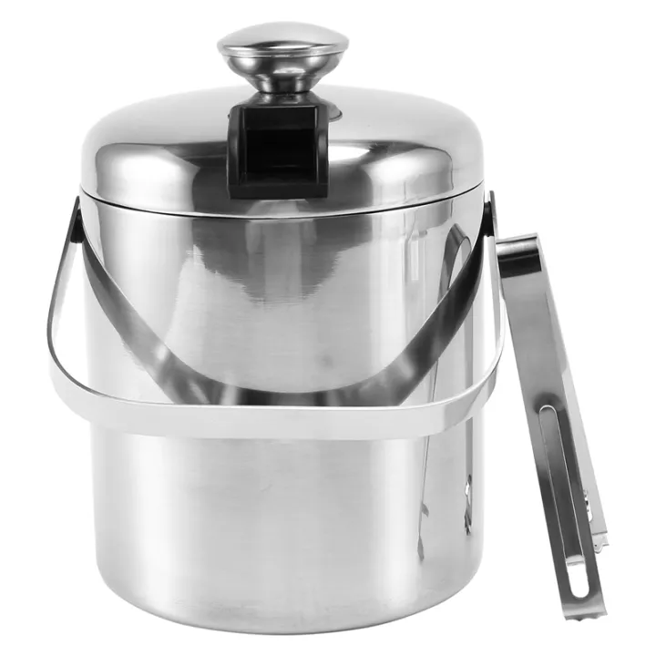 Ice Buckets with Stainless Steel Ice Tongs,Double Wall Ice Bucket with