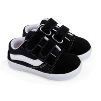 Black White Anti Slip Velcro Strap Sneakers Shoes for Kids 1-2 Years Old