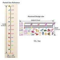 สติ๊กเกอร์ปลาโปสเตอร์ศิลปะไม้บรรทัดการเจริญเติบโตรูปสัตว์การ์ตูนของตกแต่งห้องเด็กสติ๊กเกอร์ติดผนังมีกาวในตัวลิงยีราฟ