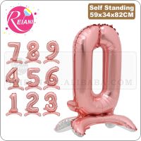 40 inch Standing Rose Gold Number Foil Balloon Digit figure Helium Balloons Wedding Birthday Party Decoration Large Air Globe Balloons