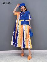 XITAO Dress Patchwork Print Women Fashion Loose Dress