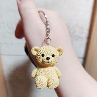 Cute Tiny Heart Teddy Bear Keychain For Women Girl Cartoon Anime Key Chain On Bag Jewelry Baby ShowerParty Friends Novelty Gift