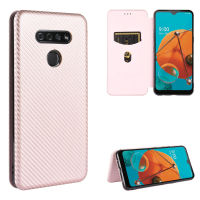 LG K51/Q51/K52/K62/K53/K61/Q61/K92 5G/Q70/Q92 5G Case, RUILEAN Carbon Fiber Magnetic Closure with Card Slot Flip Case