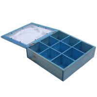 9 Section Wooden Chic Tea Box Compartments Container Bag Chest Storage Spice New Store Boxes Cosmetics Jewelly 24 X 24 X 7Cm