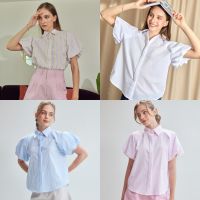 BIRUCHU TOFU BLOUSE : เสื้อแขนพอง ผ้ายับยาก ใส่สบาย กระดุมซ่อน