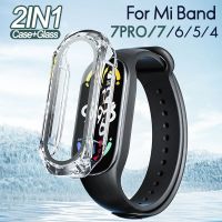 Hard Case + Screen Protector For Xiaomi Mi Band 7Pro 7 6 5 4 Bumper Protective Cover PC Anti-scratch Tempered Glass Accessories Wall Stickers Decals