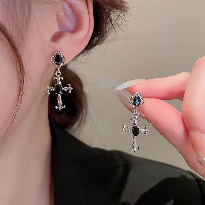 Trendy hot sale cross earrings