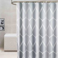 Shower Curtain Waterproof Bath Curtains Bathroom Geometric Light Grey For Bathtub Bathing Cover Extra Large Wide 12pcs Hooks