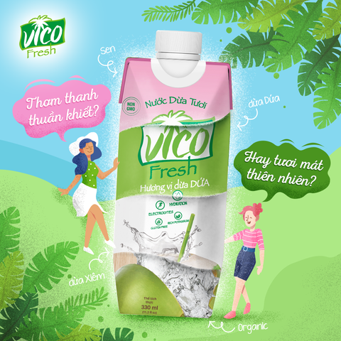 Combo 8 hộp nước dừa vico fresh 330ml - vị nguyên chất không chứa đường - ảnh sản phẩm 3