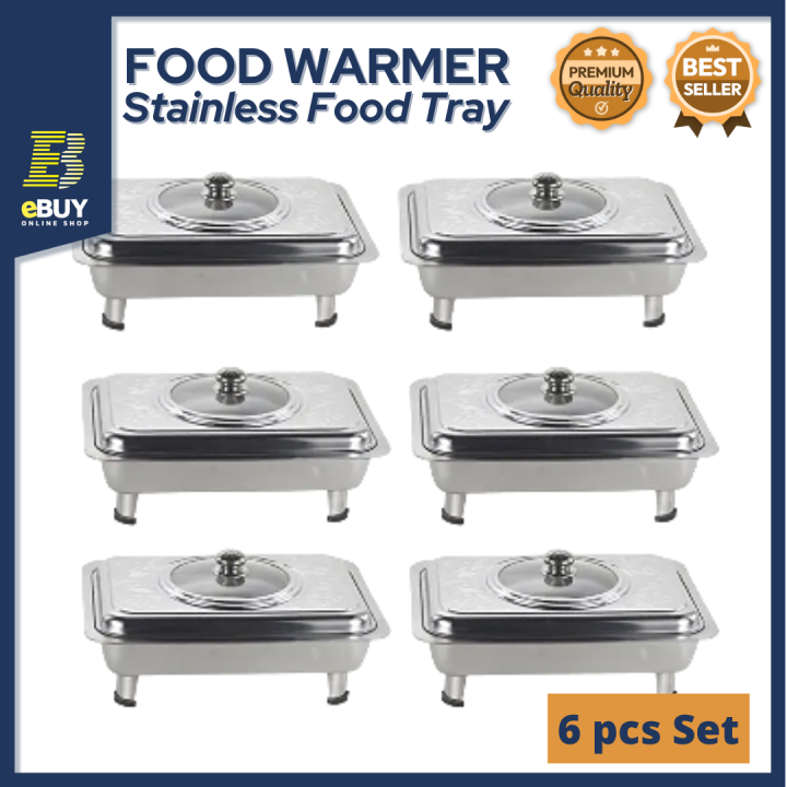1pc/4pcs/6pcs Set Food Warmer Rectangular Stainless Warmer Tray With