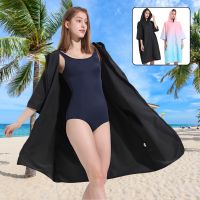 ▪ Microfiber Towel Robe with Hood Poncho Quick Changing Robe with Zipper Short Oversized Sleeve Surf Poncho Beach Towel Robe