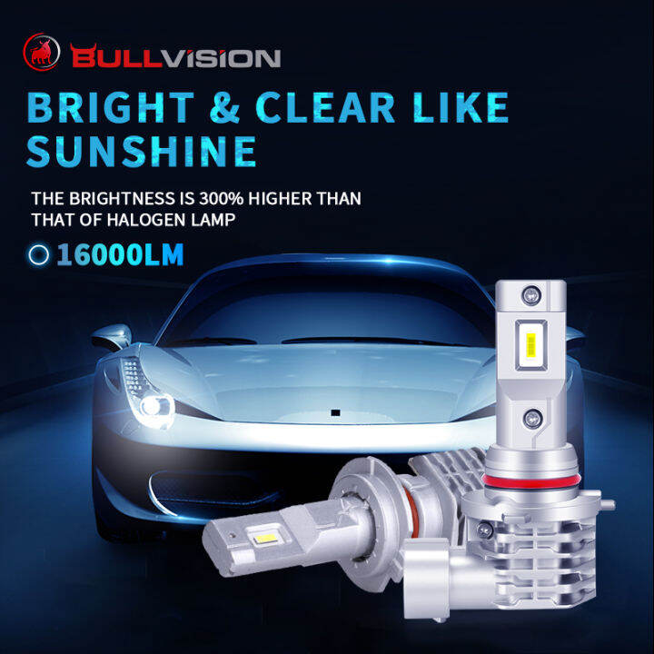 bullvision-h4-led-h7-h8-h9-hb2-hb3-h11-hb4-9005-9006-car-headlight-bulb-extremly-white-fanless-12v-16000lm-72w-6000k-4300k-8000k