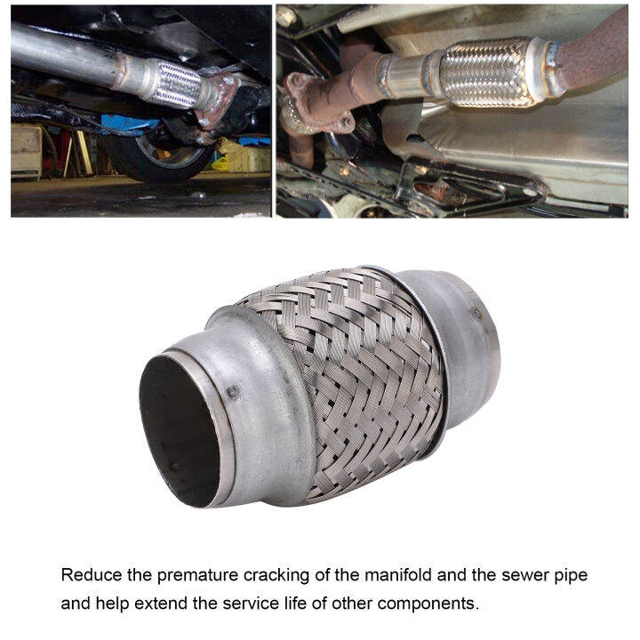 Exhaust Flex Tube Stainless Steel Welding Fixed Installation Vibration Isolation 1.75x4.1in