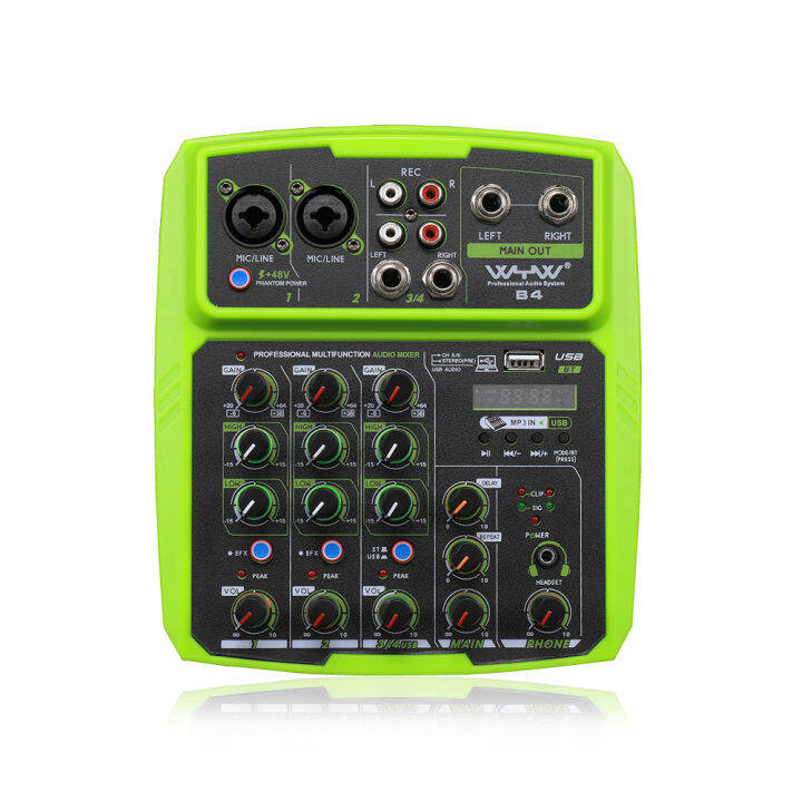 Professional Microphone 4 Channels Sound Mixing Console Bluetooth Audio