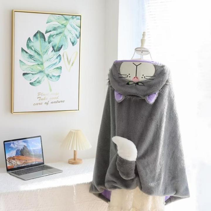 การ์ตูน-kawaii-lucifer-แมวคลุมด้วยผ้าเสื้อคลุมผ้าห่มส่วนที่เหลือที่บ้านเคปสำนักงานพักกลางวันผ้าห่มผ้าห่มเครื่องปรับอากาศ