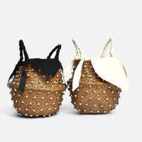 แฮนด์เมด Embellished Straw Bag Summer Holiday Beach Bag With Pearl Ladies Bucket Diamond Bag Designer Hot Handbags