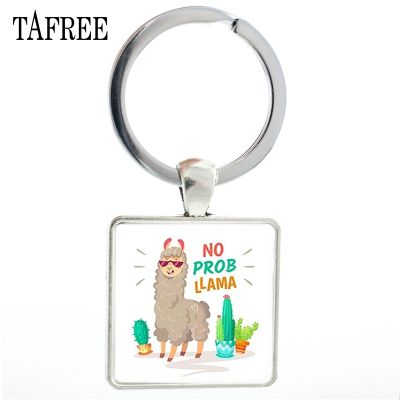 【YF】☈∋  TAFREE Fashion Theme Unicorn anime keychains Alpaca Keyring No Prob Llama Jewelry Handbag NT233