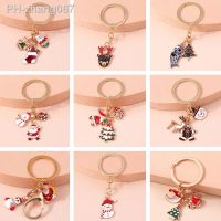 Cute Christmas Keychains Enamel Santa Claus Snowman Tree Gloves Charms Keyrings Festival Gifts for Women Men Handbag Key Chains