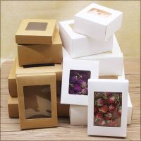 20pcs DIY GIfts package with window white/kraft christmas gifts box cake Packaging For Wedding home party muffin packaging box Pipe Fittings Accessori