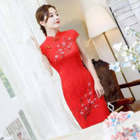 OperaCWwartRobe Chinoise Femme Red White Chi Pao Daily Short Chinese Wedding Dress Vintage Clothing Qipao New Yea Cheongsam Dress Modernal