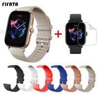 20mm Official watch band For Amazfit GTS 3 strap Silicone Band For Amazfit GTS2/2e/GTS3 correa Full Screen protector soft film