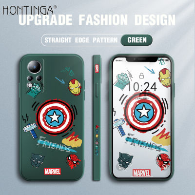 Hontinga ปลอกเคสสำหรับ Infinix Note 12 G88เคสการ์ตูน Marvel Square Original Liquid Soft ซิลิโคนขอบเคสแบบเต็มรูปแบบเคสป้องกันกล้องฝาหลังเคสใส่โทรศัพท์แบบนิ่มสำหรับเด็กผู้หญิง