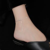 Fashion Fine Jewelry 925 Sterling Silver Snake Chain Bow Knot Anklets Adjustable Women Cute Accessories