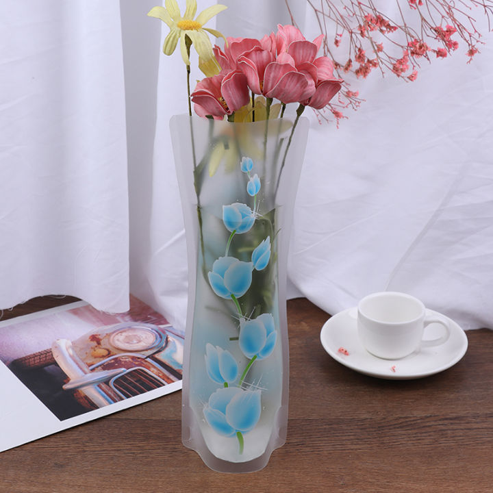 yizhuoliang-แจกันพับได้แบบพกพา-shao-ของตกแต่งบ้านสำนักงานแจกันดอกไม้พลาสติก-pvc-แบบสุ่ม