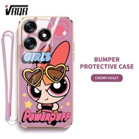 VRQR Powerpuffy เคสโทรศัพท์สำหรับหญิงสาวน่ารักสำหรับ Infinix Tecno Spark 10 Pro Spark 10 10C KI5k KI5q KI7ซูเปอร์เกิร์ลนุ่มบางพิเศษเชลล์ (รวมฟรีสายคล้อง)