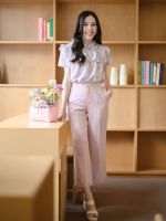 prettythingonme Cleo Pant (PINK) - กางเกงมีtexture ผ้าทออารมณ์ผ้าทวีต สวยจึ้งมากค่า มีซับในทั้งตัว ทรงสวยเข้ารูปกำลังดี ใส่สบาย ใส่แล้วดูหุ่นดี