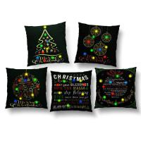 2023 New Christmas Creative LED Light Pillowcase Creative Printing Super Soft Polyester Home Decoration Pillowcase 45cm Sofa Dec