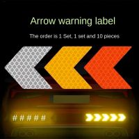 10pcsCar Electric Motorcycle Body Decoration Modified Arrow Reflective Stickers Diamond Warning Stickers Safety Cones Tape