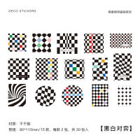 20sets Kawaii Stationery Stickers Checkerboard Overture Series Junk Journal Diary Planner Decorative Mobile Sticker