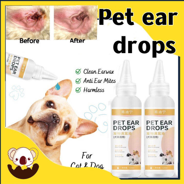120ml Cat Dog Ear Drops Mites Odor Removal Ear Drops Pet Eye Drops