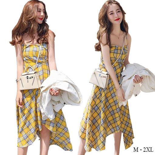 Quilla ชุดเดรสสายเดี่ยว เดรสยาว กระโปรงทรงระบาย  Premium Korean Womens Dress Collection (AA 0-05)