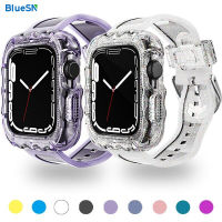 สายรัดโปร่งใส BLUESN แผงคลื่นไฟฟ้าสำหรับนาฬิกา Apple รุ่น8 7 6 5 4 3 SE สำหรับ I Watch 45มม. 44มม. 41มม. 42มม. 40มม. 38มม.