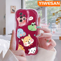 YIWESAN เคสปลอกสำหรับ Samsung Galaxy A72 4G A72 5G,A71การ์ตูนสัตว์สุดน่ารักขอบคลื่นสุดสร้างสรรค์เคสมือถือใสเนื้อครีมปลอกซิลิโคนเคสนิ่มแบบใสป้องกันการกระแทกเลนส์กล้องถ่ายรูป