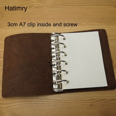 Hatimry A7 size 3cm rings books Genuine leather notebooks sprial journal agenda handmade diarysketchbook school supplies