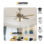 Quạt Trần Đèn - HG Lighting - Quạt Đèn Hoa Pha Lê Cánh Kim Loại Trang Trí