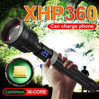 XHP360ไฟฉายพลังสูงพิเศษเกรดทหาร36แกนไส้ตะเกียงซูมกันน้ำไฟฉายแบบชาร์จไฟได้พร้อมค้อนความปลอดภัย