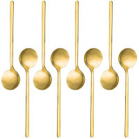 8 Packs, Gold-Plated Stainless Steel Coffee Spoon, Mini Teaspoon for Coffee Sugar Dessert Cake Ice Cream