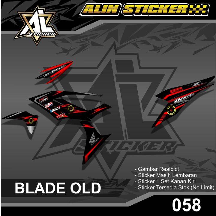 058 striping sticker HONDA BLADE OLD RACING SEMI FULL DESAIN LIS RACING ...