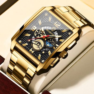 Fashion Mens Watches Top Brand Luxury Stainless Steel Gold Quartz Watch For Men Waterproof Sport Clock Male Relogio Masculino